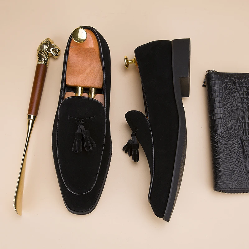 Fashion Breathable Slip-on Flats Formal Business Shoes Holiday Party Moccasins Male Loafers Outdoor Men's Leather Casual Shoes