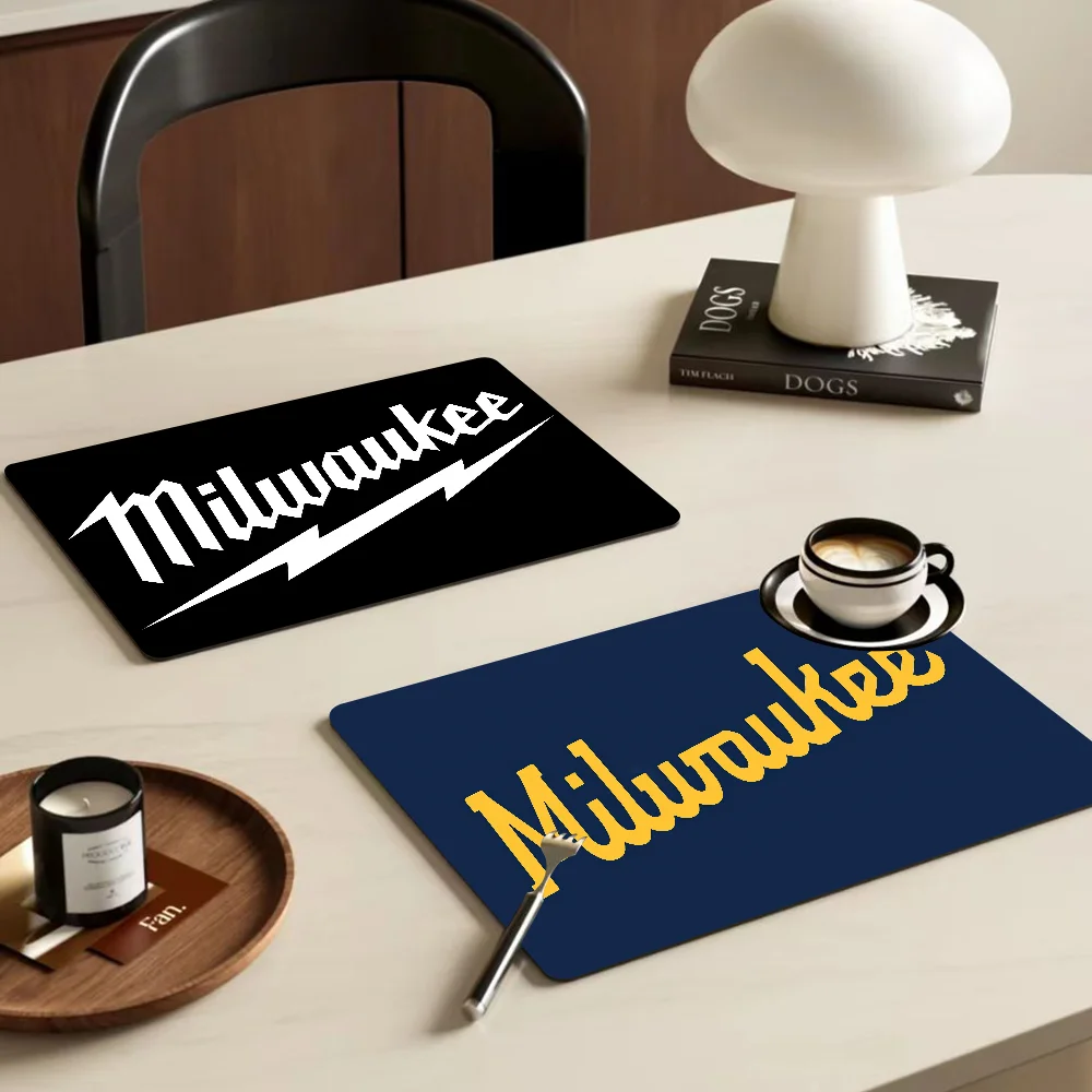 M-MilwaukeeS Kitchen Dish Mat Absorbent Dining Table Mats Retro Non-slip Placemat Coffee Dish Tableware Mat for Home Decor