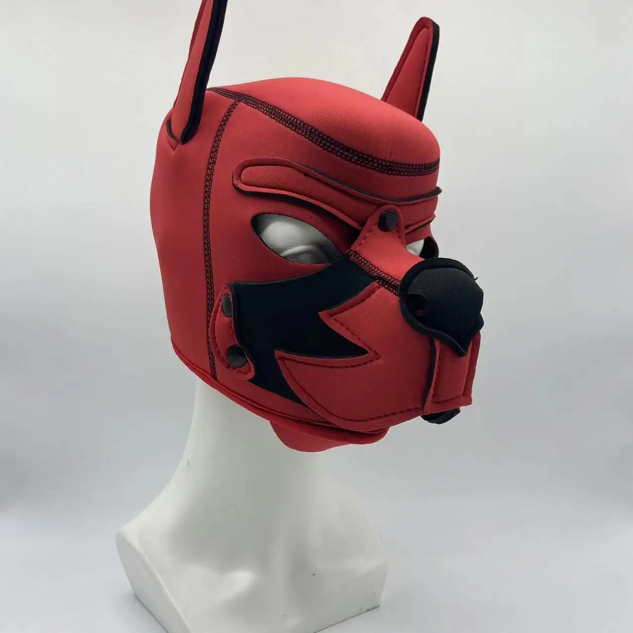 New Pet Role Play Fetish Costumes Accessories of Black Red Dog Hood Mask with Puppy Neck Collar Dog Tail Paw Crawling Sex Toys