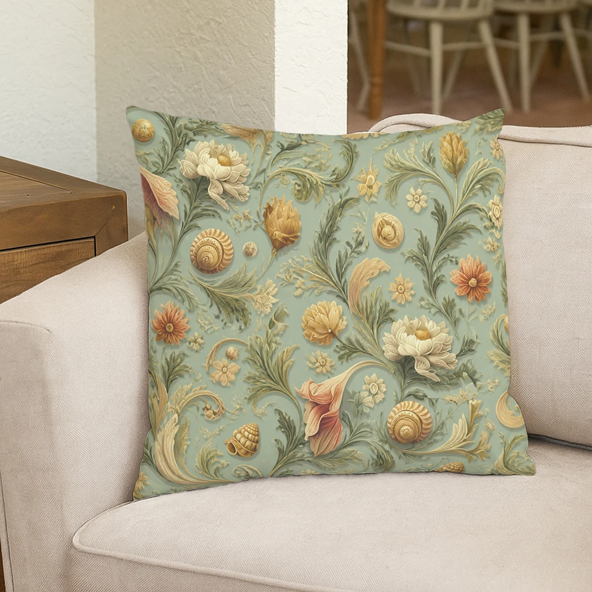 Charming Koi Fish & Lotus Pattern Polyester Pillow Cover - Stylish Cushion Case for Home Living Room Bedroom Decor