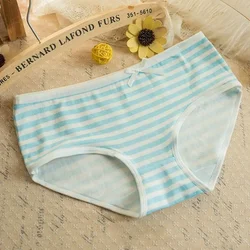 Soft Cotton Stripes Panties Bowknot Cute Underwear Women Lolita Pink Briefs Candy Color Breathable Underpants Female Gifts New