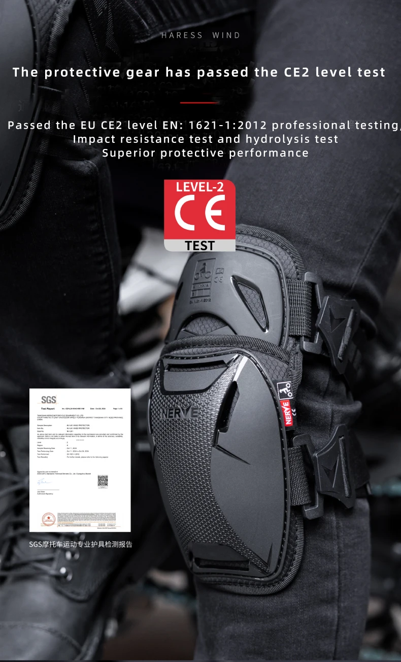 NERVE Motorrad Knieschützer Motocross Wachen Schutz CE2 Level Off-Road Racing Reiten Knieschützer MTB Moto Joelheira Sicherheitsschützer – Detail 3