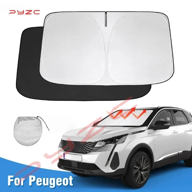 Windshield Sun Shade For Peugeot 5008 2017- 2020 2021 2022 2023 2024 Window Sunshade Sun Visor Protector Foldable Blocks UV Rays