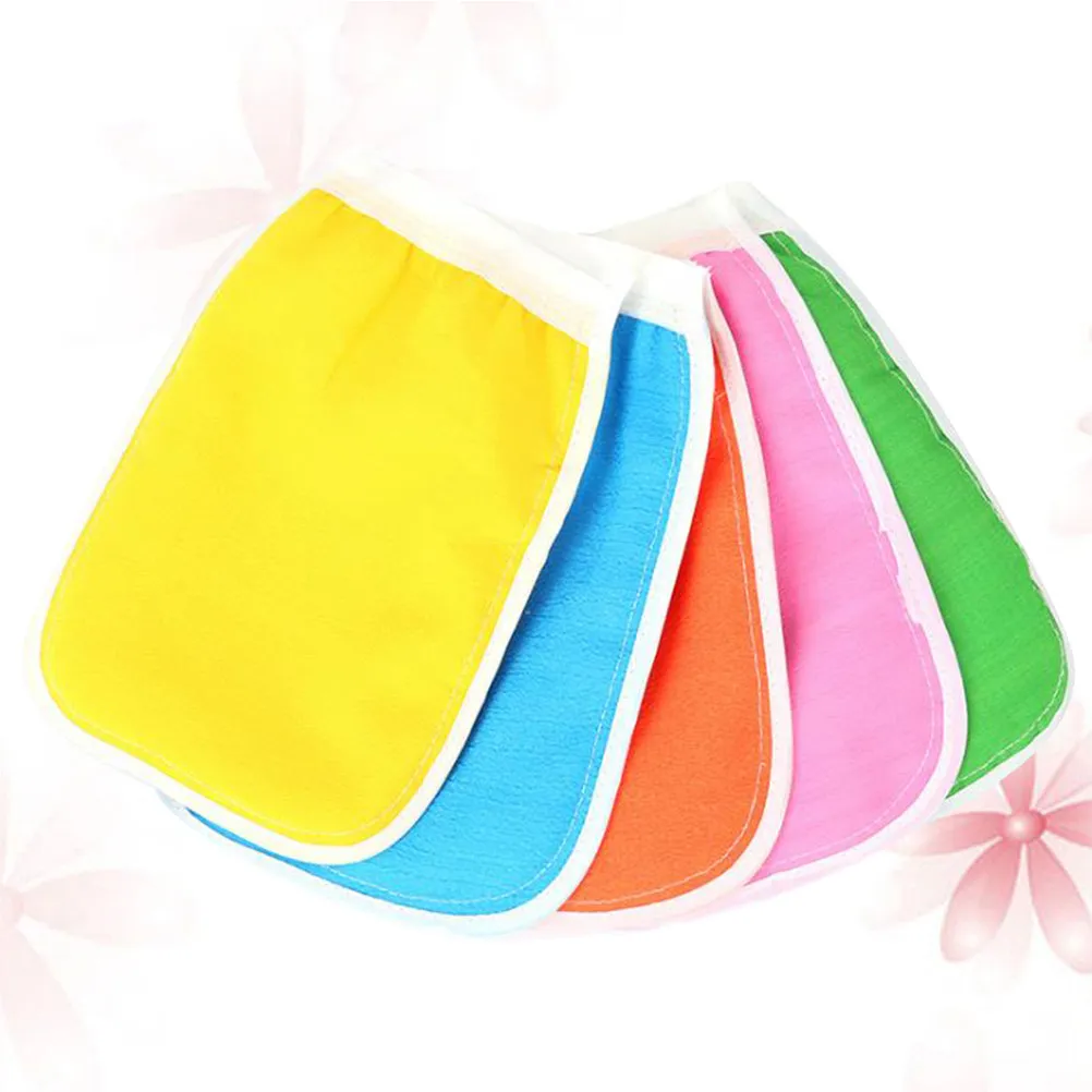 

Набор из 5 перчаток для душа с сильным отшелушивающим эффектом для удаления омертвевшей кожи, мягкие волокнистые перчатки-скрабы