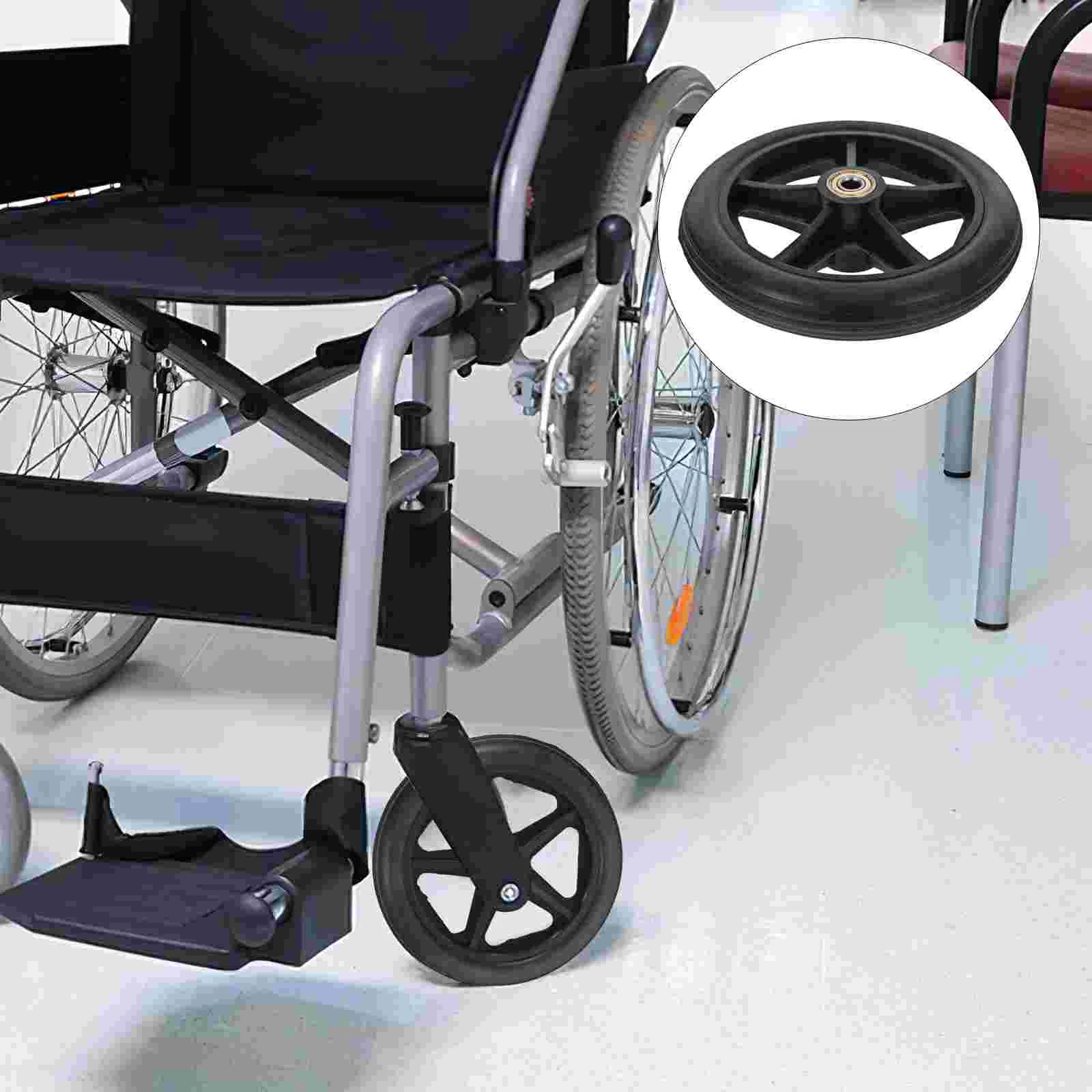 2 Pcs Chair Wheels Replacement Wheelchair Front Strollers Attachment Tire Rubber Elderly