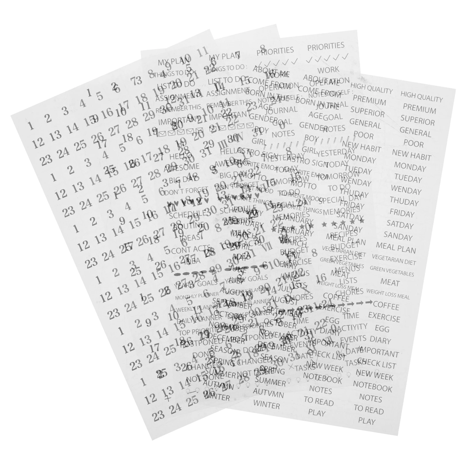 

4 Sheets Planner Stickers DIY Journaling Accessories Self Adhesive Paper Background Themes Scrapbook Decorative Stickers Planner