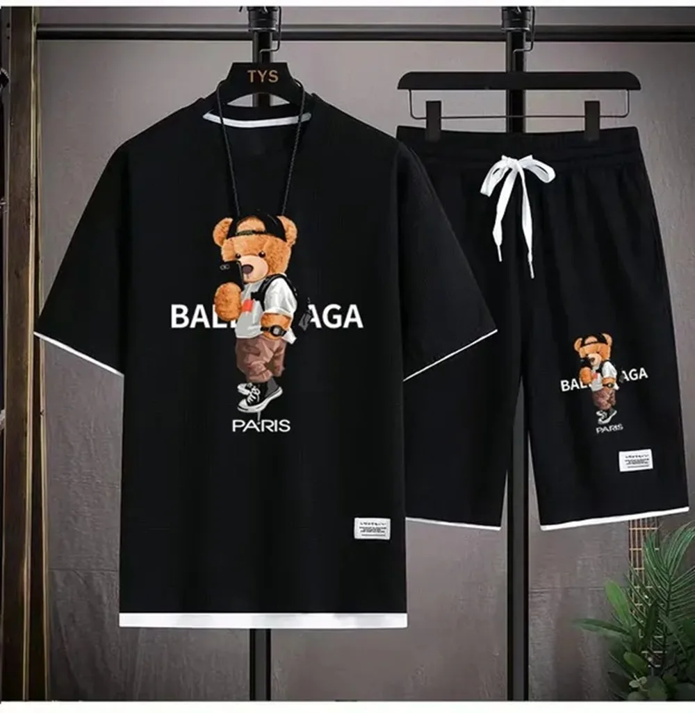 

Summer men's sets fashion Korean sports short sleeve T-shirt + sports shorts suit casual shopping jogging suit men's clothing