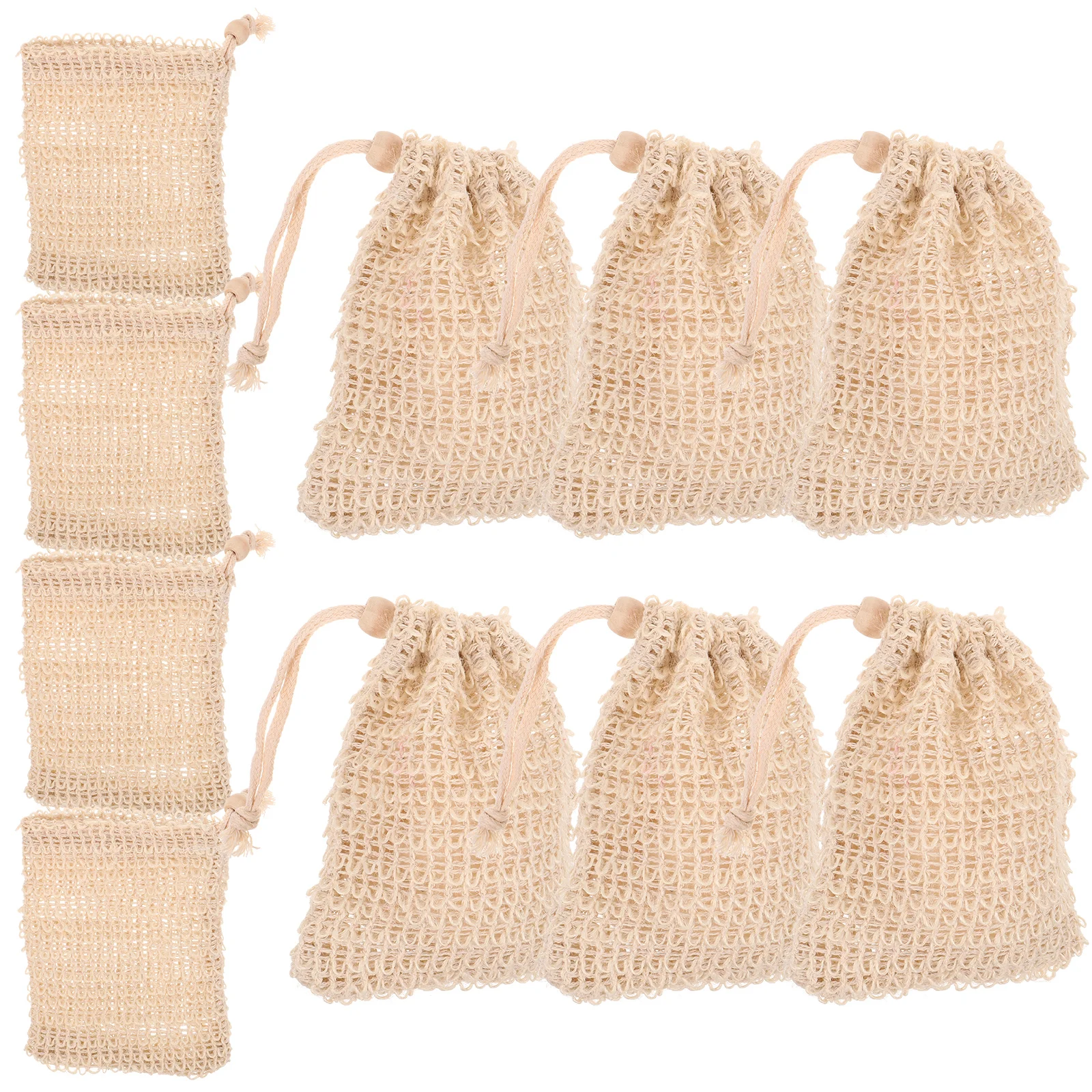 

10pcs Cotton Linen Soap Pouches Drawstring Bath Saver Bags Foaming Mesh Exfoliating Scrubbing Storage Shower Tools Body Wash