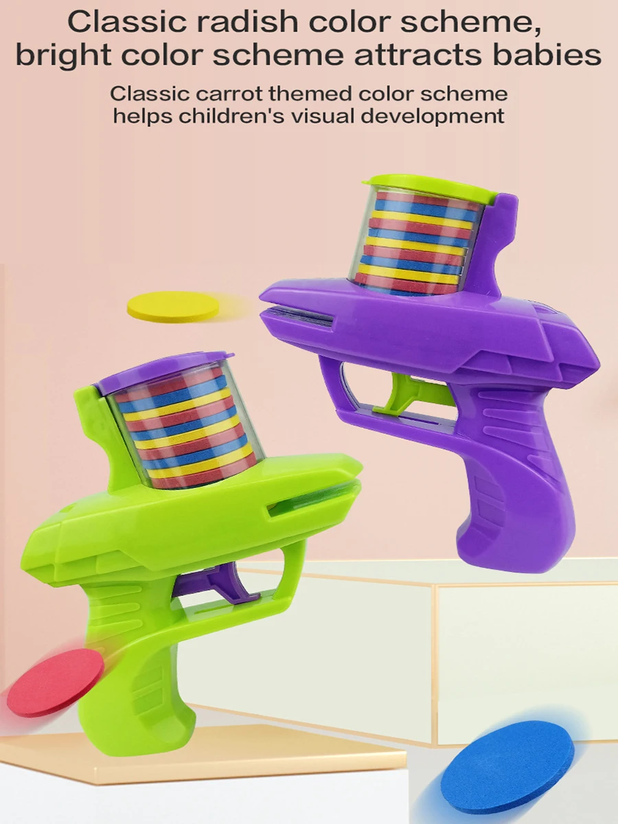 Crianças discos voadores lançador brinquedos eva bala macia arma de brinquedo mini cenoura disco voador tiro arma crianças esporte ao ar livre brinquedos