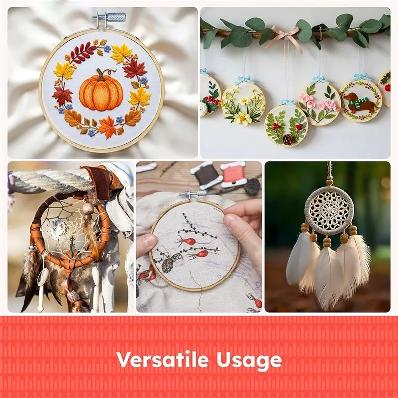 J1UL1N Home Decor For Art Craft, Sewing- Mini Embroidery Hoops Set(9-Piece), 3& 4 Inch Bamboo Cross Stitch Frames 3 Inch
