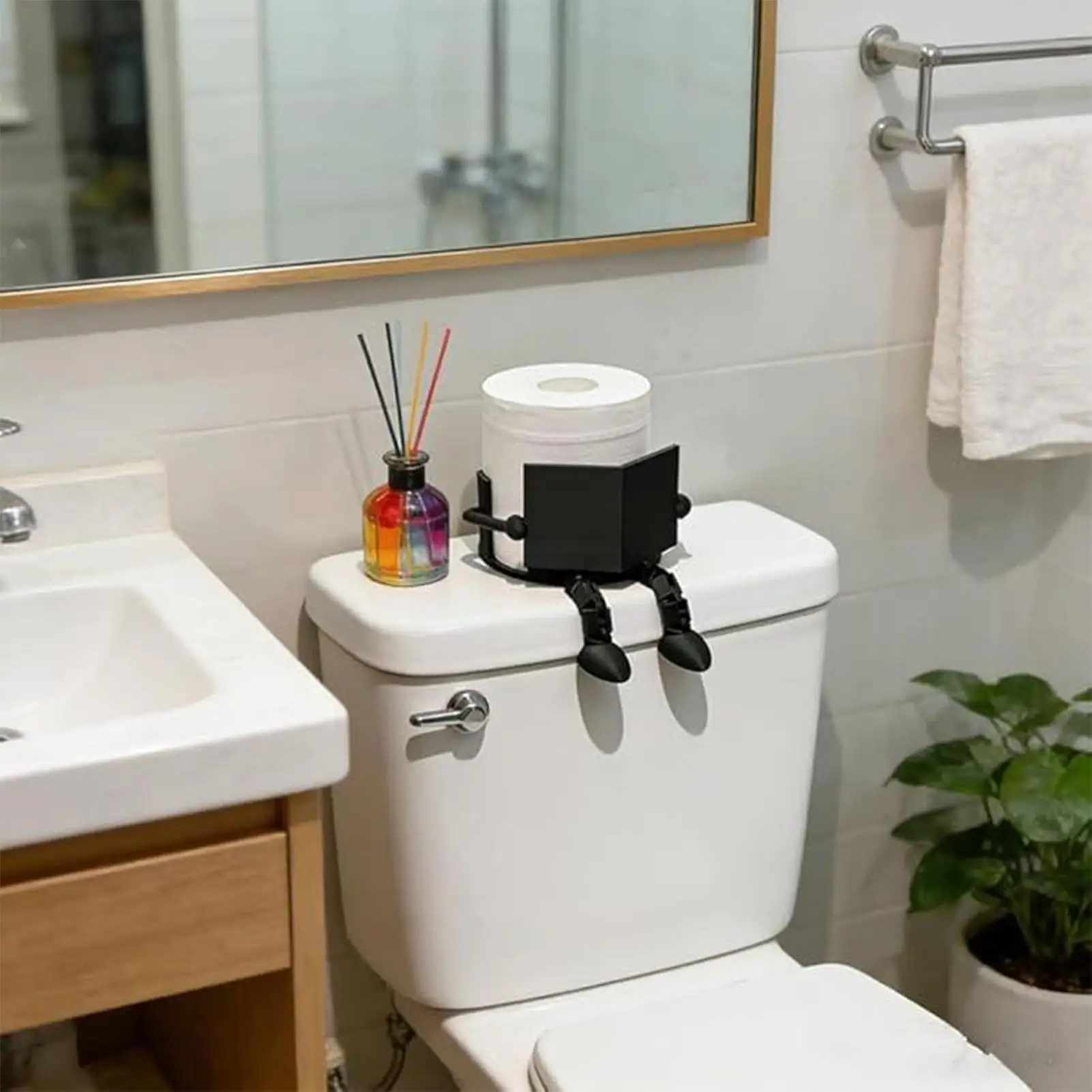Toilet Paper Holder Stand 3D Printed Reading Funny Cute Napkin Stand Bathroom Toilet Paper Holder for Bathroom Kitchen RV Travel view 5