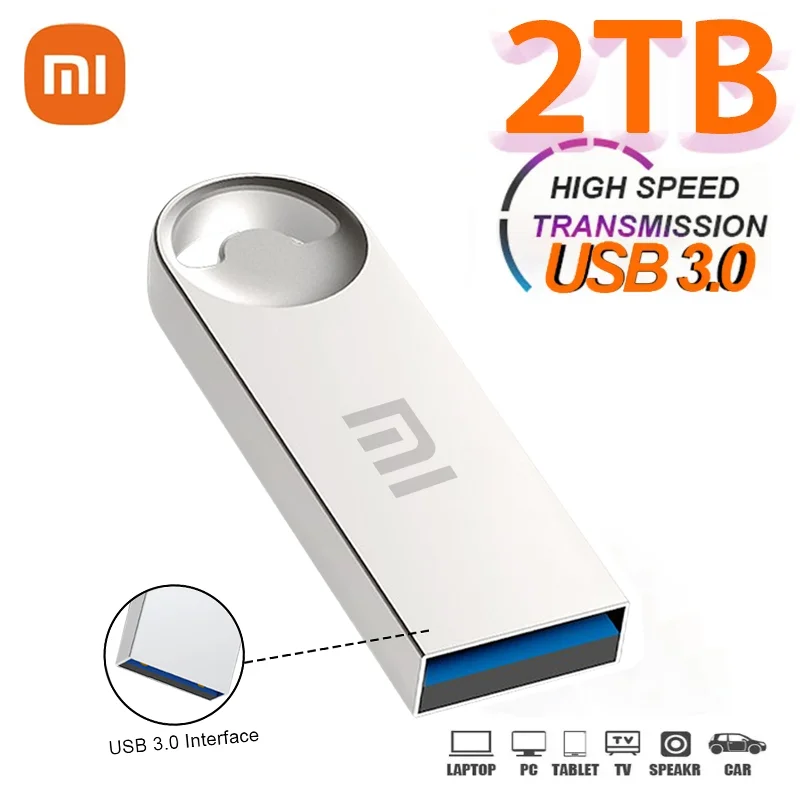 오리지널 샤오미 메탈 USB 플래시 드라이브, 대용량 방수 휴대용 펜드라이브, USB 3.0, 고속 파일 전송, U 디스크, 2TB