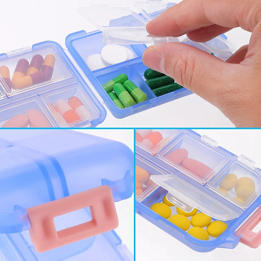 Mini Portable Pills Organizer Case 10 Grids PillBox Tablet Storage Container Weekly Medicine Pill\'s Box Pill Case Drug Dispense