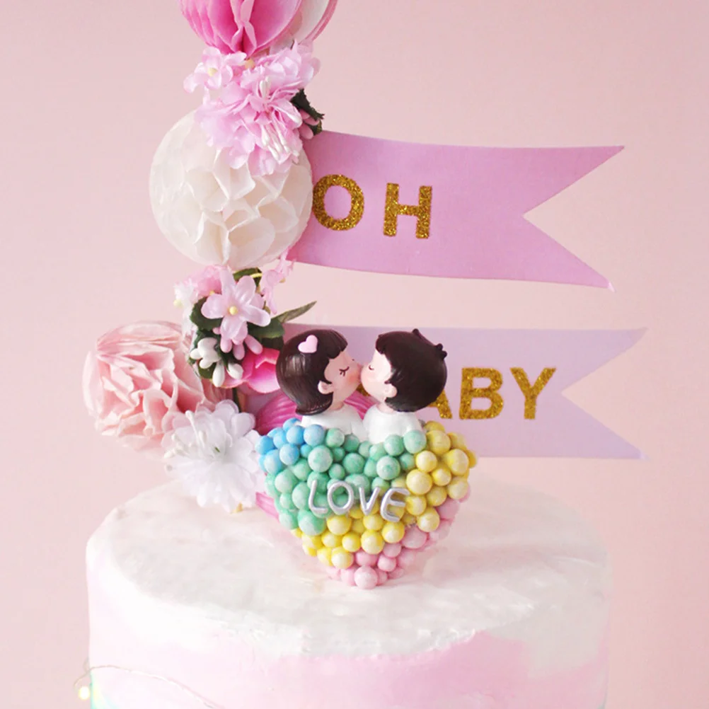 

1Pcs Heart Shape Balloon Couple Decoration Resin Cake Ornament Valentine Day Wedding Anniversary Desktop Ornament
