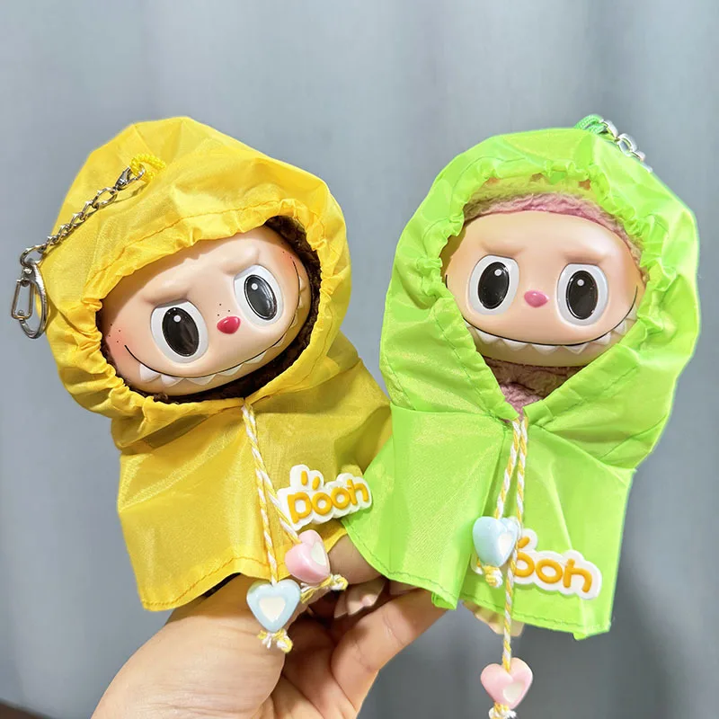 

17cm Doll's Clothes The Monster Labubu Outfit Accessories Clothing DIY Kids Gift Cute Raincoat Yellow Green
