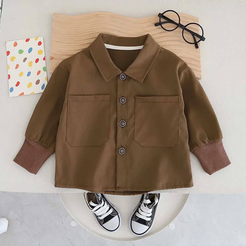 New Spring Autumn Baby Clothes Children Solid Long Sleeved Shirt Toddler Boys Clothing Infant Casual Costume Kids Sportswear
