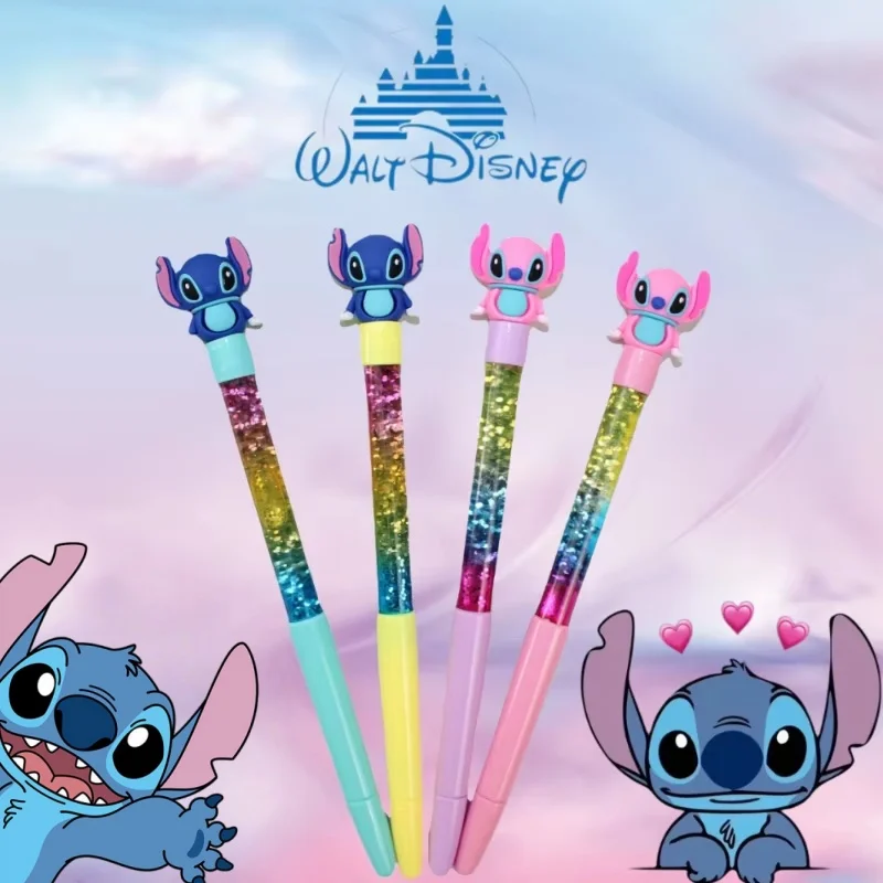 Disney Doll Stationery Black Pen Toys Anime Figure Stitch Student Write Tools School Award Neutral Pen Children's Gift
