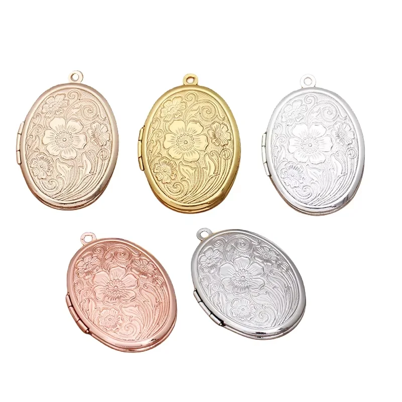 BoYuTe (10 Pieces/Lot) 23*29mm Oval Photo Locket Brass Material Floating Memory Locket Pendant Jewelry Accessoris