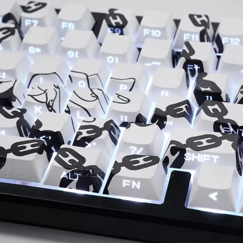 129 Klawiszy Białe Makima Anime Keycapy Półprzezroczyste Klawisze PBT Keycap Chreey Keycaps Barwione Sublimacyjnie Nakładki na Klawisze Mechaniczne do Klawiatur 64/68/71/108 — zdjęcie produktu 3