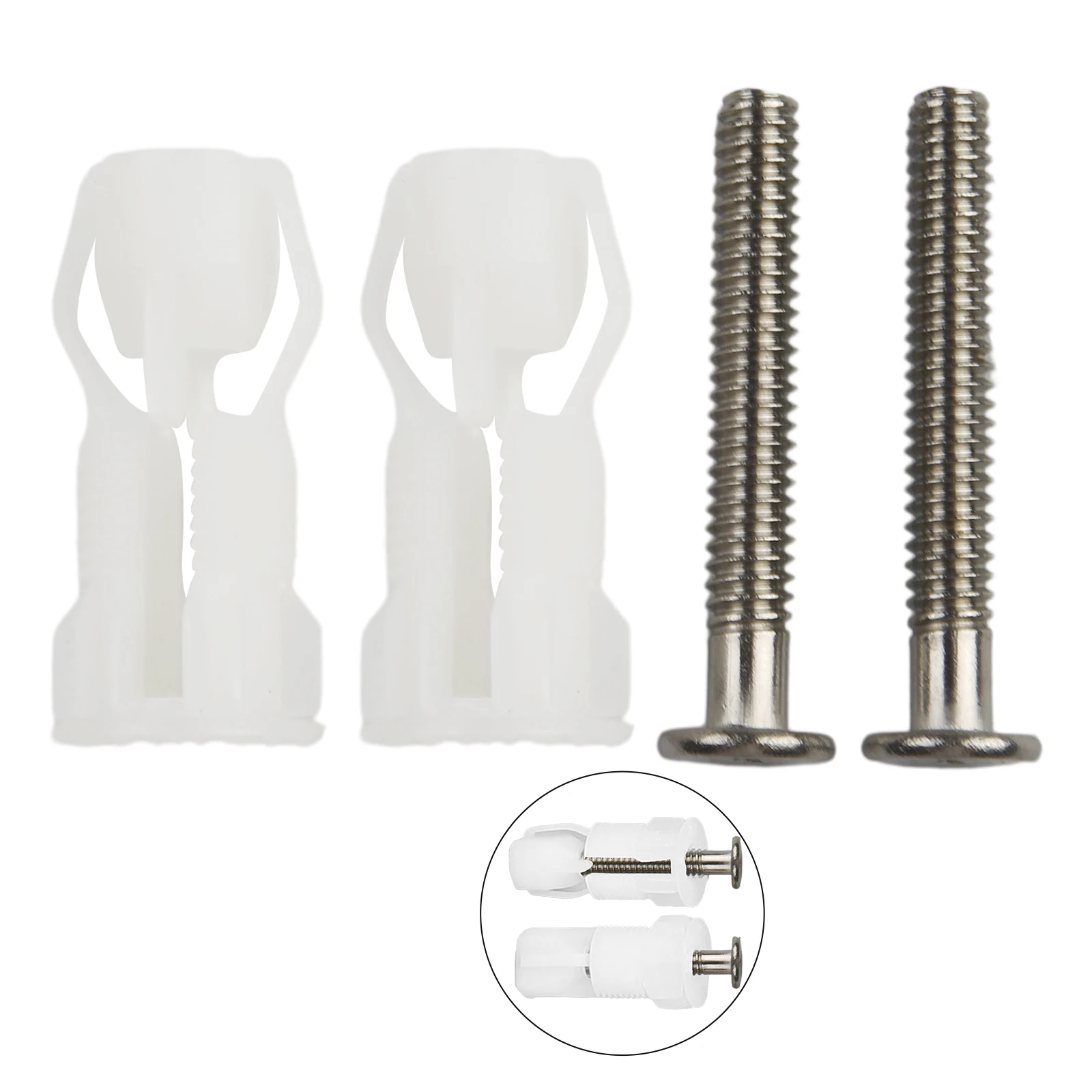 Reliable and Sturdy Installation Kit, Toilet Lid Hinge Screws, Stainless Steel Nylon Expansion Screw Nut 2 Pieces