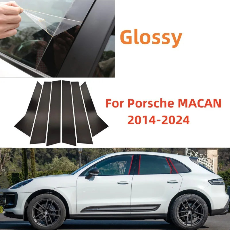 

For Porsche Macan 2014-2020 6pcs Window Trim Covers Center Film Column B C Pillar Posts Sticker Car Accessories