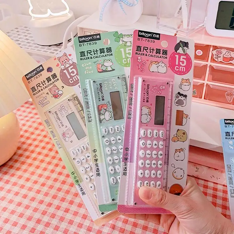 Personality Creative Ruler/calculator Dual-purpose Multifunctional Folding Portable Stationery For Small Fresh Students