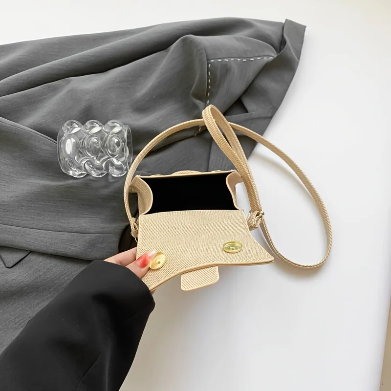 Damen Mode Geflochtene Mini-Handtasche, Elegante Strukturierte Umhängetasche mit Obergriff und Verstellbarem Riemen für Täglichen Vielseitigen Gebrauch – Detail 10