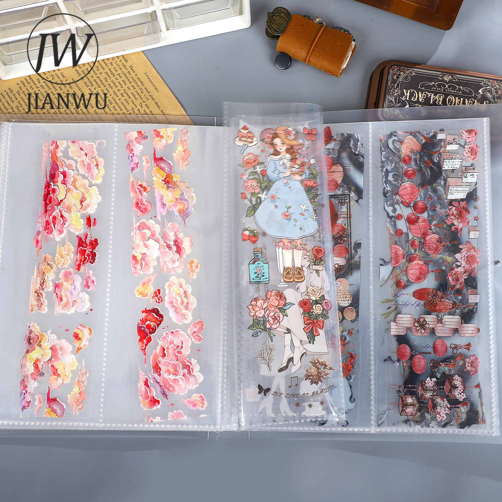 JIANWU 26 Pages/50 Pages/book Large Capacity Transparent Material Collage Sticker Storage Book Creative DIY Journal Stationery