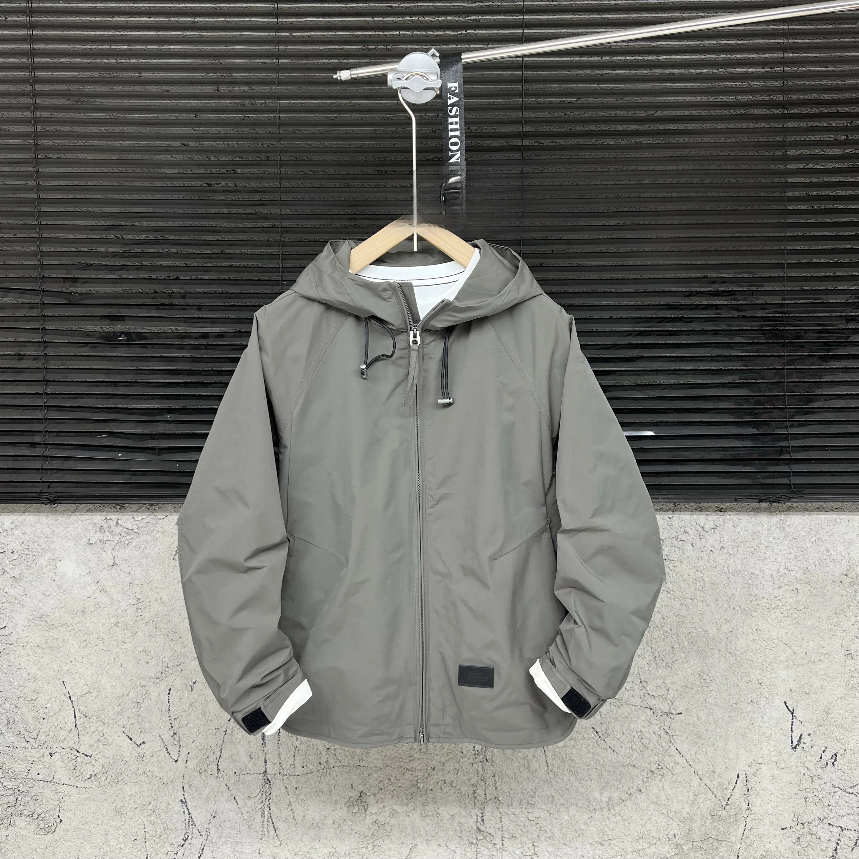 

Spring Autumn Loose Fit Men's Jaet Hooded Breathable Embroidered Thin Outerwear Casual Comfortable Polyester Coat
