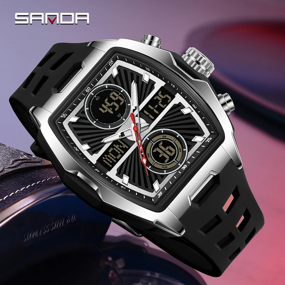 

SNADA New 6299 Fashion Student Electronic Watch Wine Bucket Type Multi functional Sports Waterproof Electronic Watch Alarm Clock