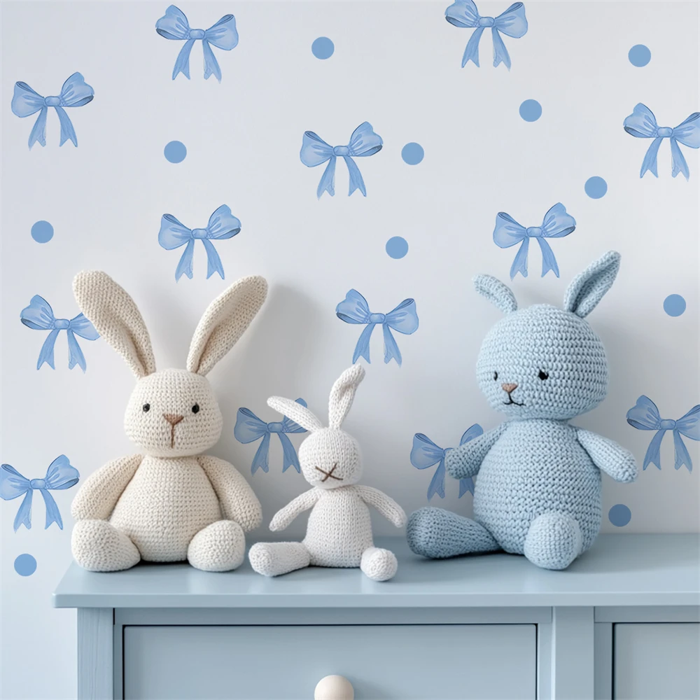 Distinctive Blue Bow Wall Stickers Home Decoration Bathroom Waterproof Wall Stickers Flat Self-adhesive Glass Water Cup Stickers