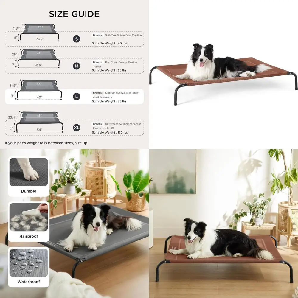 

Портативная кровать-раскладушка для собак для улицы и дома с дышащей сеткой, противоскользящими ножками, терракотового цвета, 49