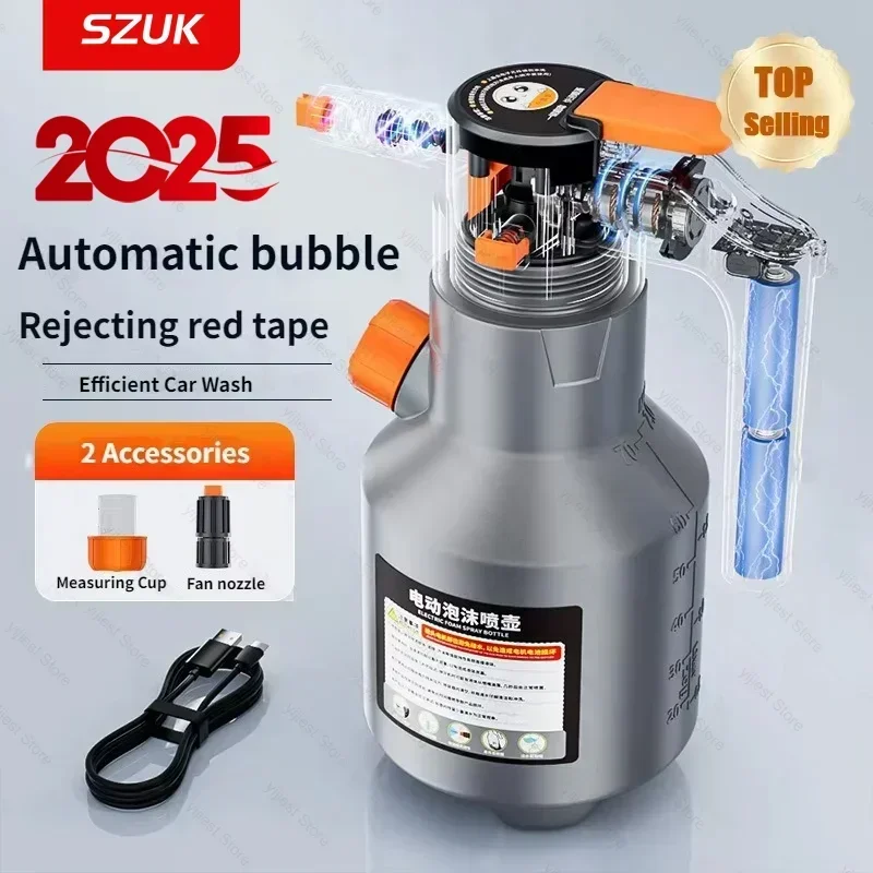 SZUK  Electric Foam Sprayer Handheld Professional 2L Snow Foam Cannon Motorized Car Wash Sprayer for Car Wash Car Rechargeable