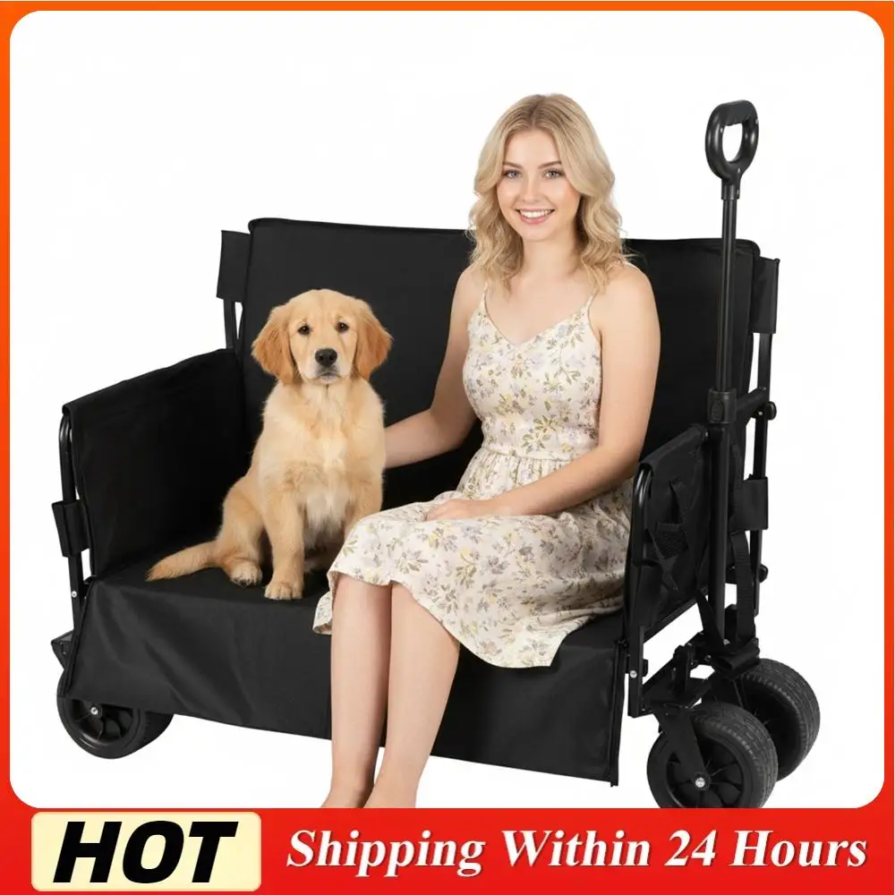 

Large Capacity Collapsible Wagon Cart with Wheels Heavy Duty Utility Folding Cart for Groceries Garden Sport