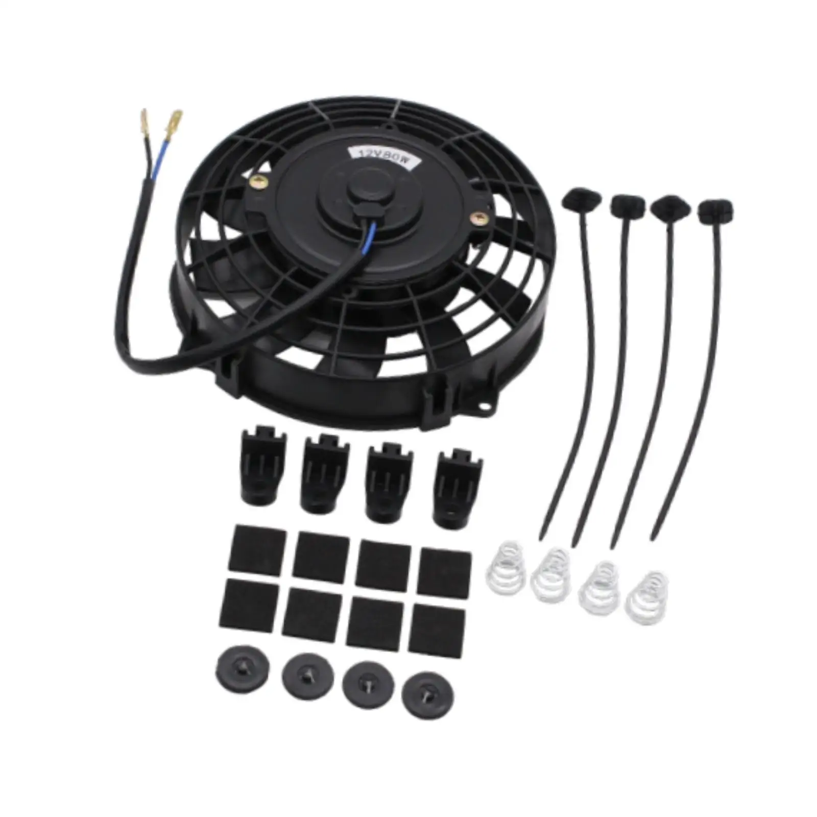 Radiator Fan Repair Parts Black Assembly Kit Replaces Universal with Mount Kit