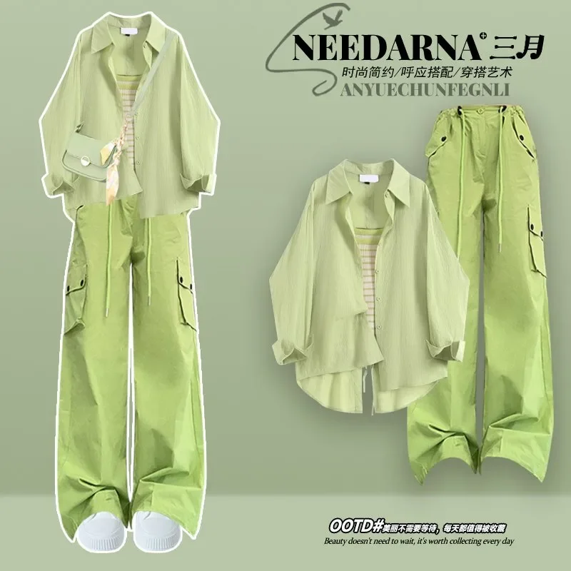 

Spring Autumn 3 Pieces Women's Suits Cardigan Tops Vest and Casual Pants Sets Outfits