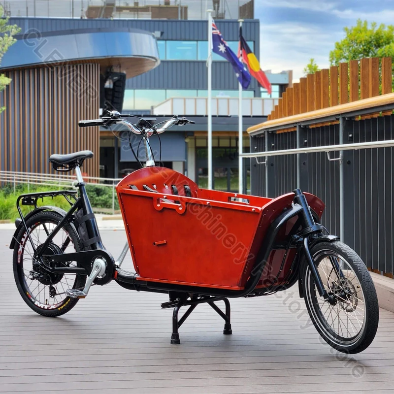 High Quality Two Wheel E Cargo Bike Bakfiets Front Loading Long John Bike With Front Wooden Box Family Bike