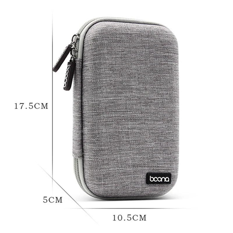 BOONA 2 Pcs Portable Storage Box Waterproof Storage Bag For Hard Drive Power Supply Gray 17.5 X10.5 X5.0Cm & 11X11X4.5Cm