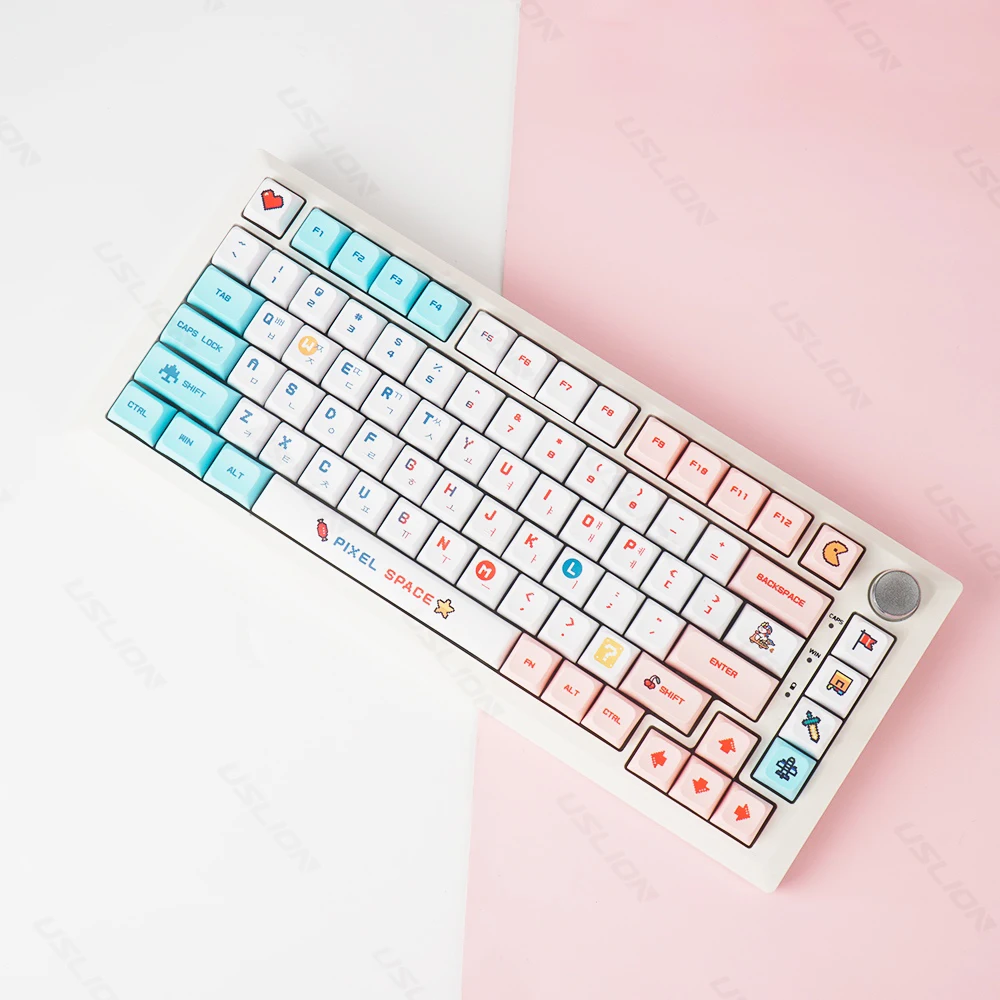 USLION-Capuchons de touches pour clavier mécanique, thème Pixel VAN, PBT, commutateur MX, profil XDA, sublimation de colorant, anglais, coréen, 124 prédire