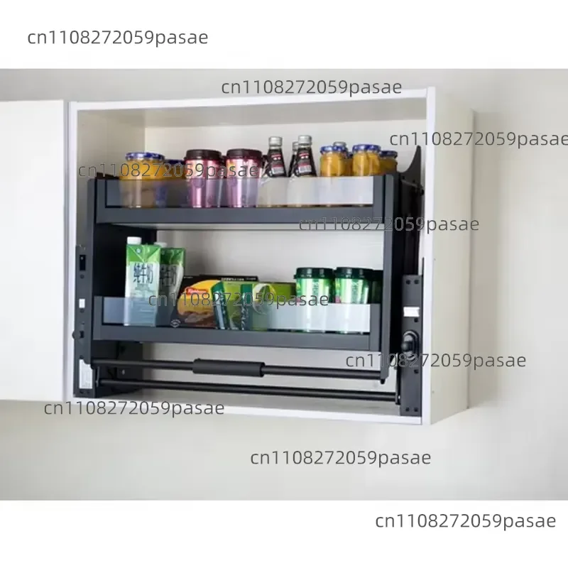 Modern Design Wood Kitchen Cabinet Accessories Soft Close Glass Elevator Basket & Pull Lifting Shelves Food Storage Container
