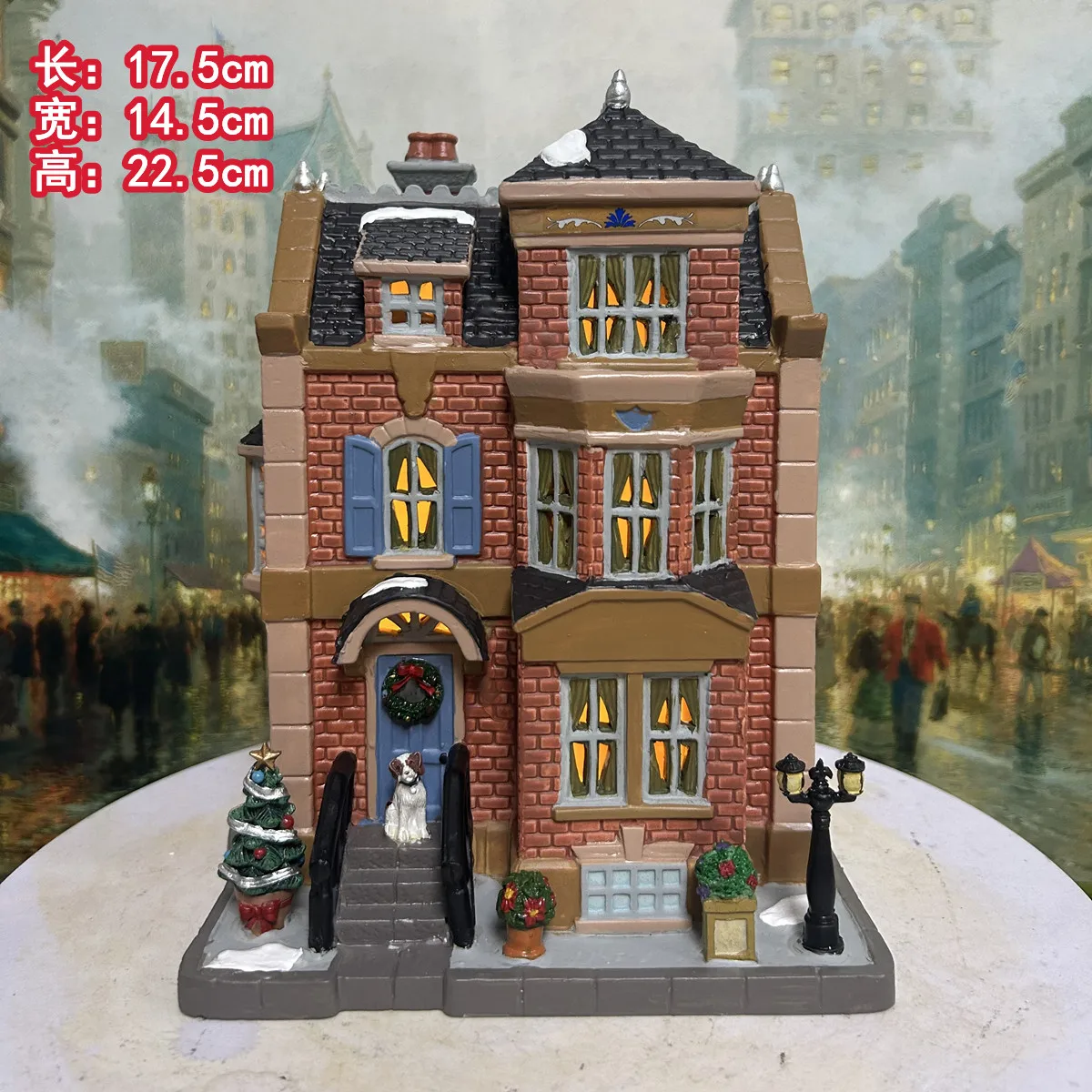 Christmas Village Lighted House Resin Andrews Residence Victorian Townhouse Figurine Winter Snow Scene Building Home Decoration