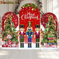 Mocsicka Merry Christmas Custom 2-Sided Arch Background Cover Nutcracker Xmas Tree Decor Kids Portrait Photo Backdrop Studio