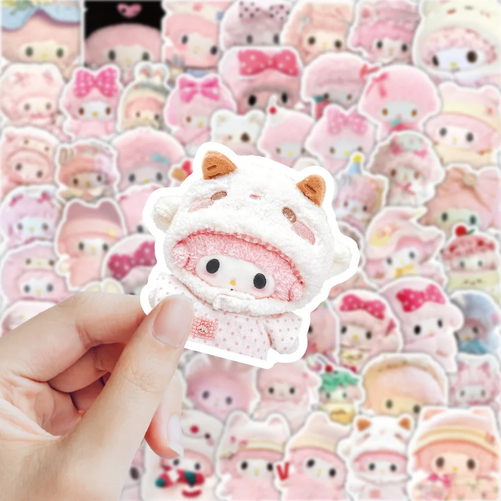 

10/63PCS My Sweet Piano Stickers Realistic Cartoon Cute Pink Sanrio DIY Guitar Phone Water Cup Skateboard Waterproof Decals