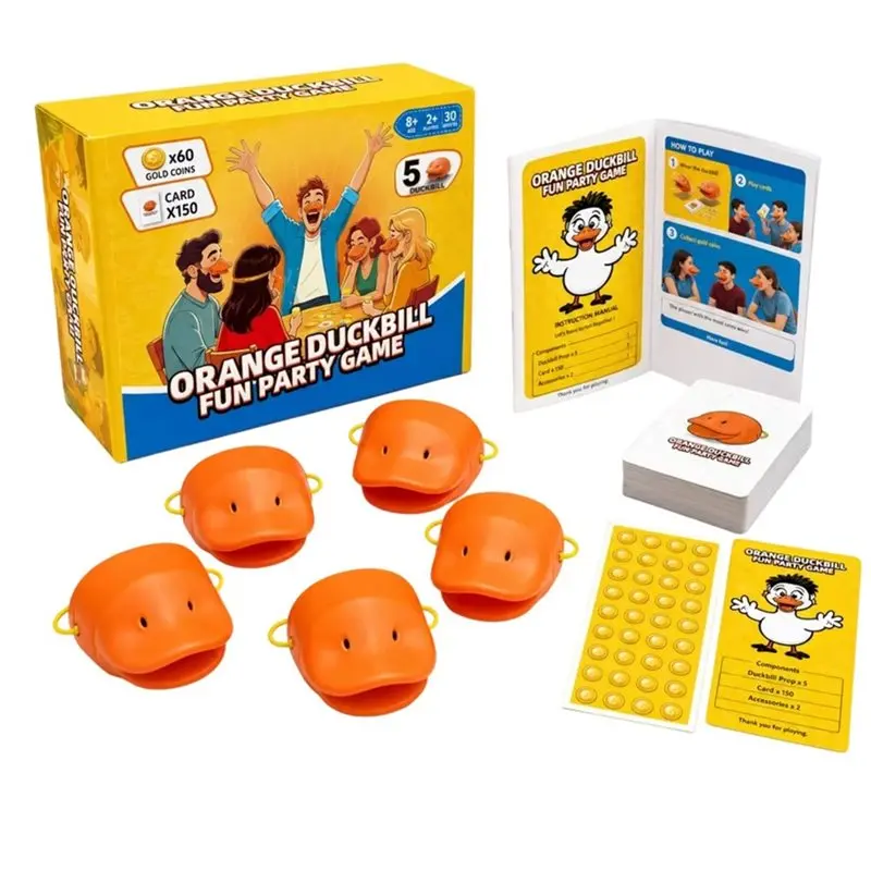 ABXE-For Party Game Set With Funny Duckbill Mask, Punishment Challenge Cards For Family Friends Group For Party Loser Game