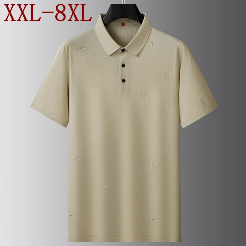 

8XL 7XL 6XL 2026 New Summer High End Luxury Cotton Breathable Polo Shirt Man Tops Casual Loose Mens Shirts Lapel polos de hombre