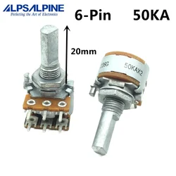 1pcs,Single-loop double-layer potentiometer,RK163,A50K,6Pin,The shaft length is 20mm,Audio volume adjustment