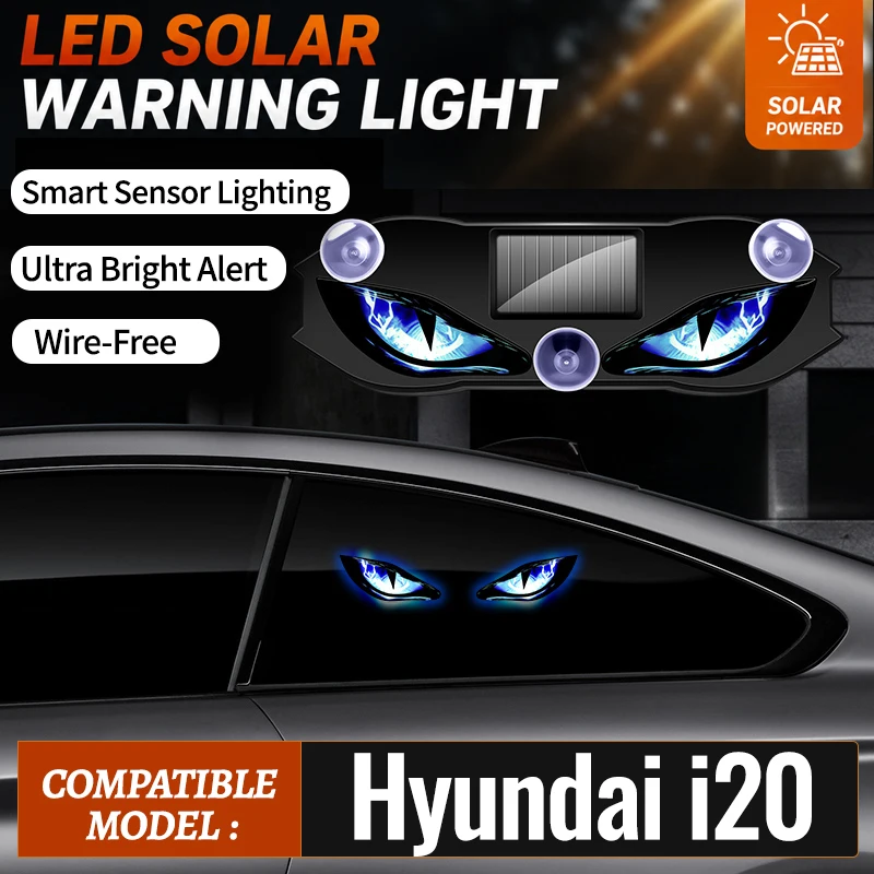 Fits For Hyundai i20 New Car Devil Eye Solar Vibration Sensor Dynamic LED Light Creative Car Ambient Light USB Rechargeable