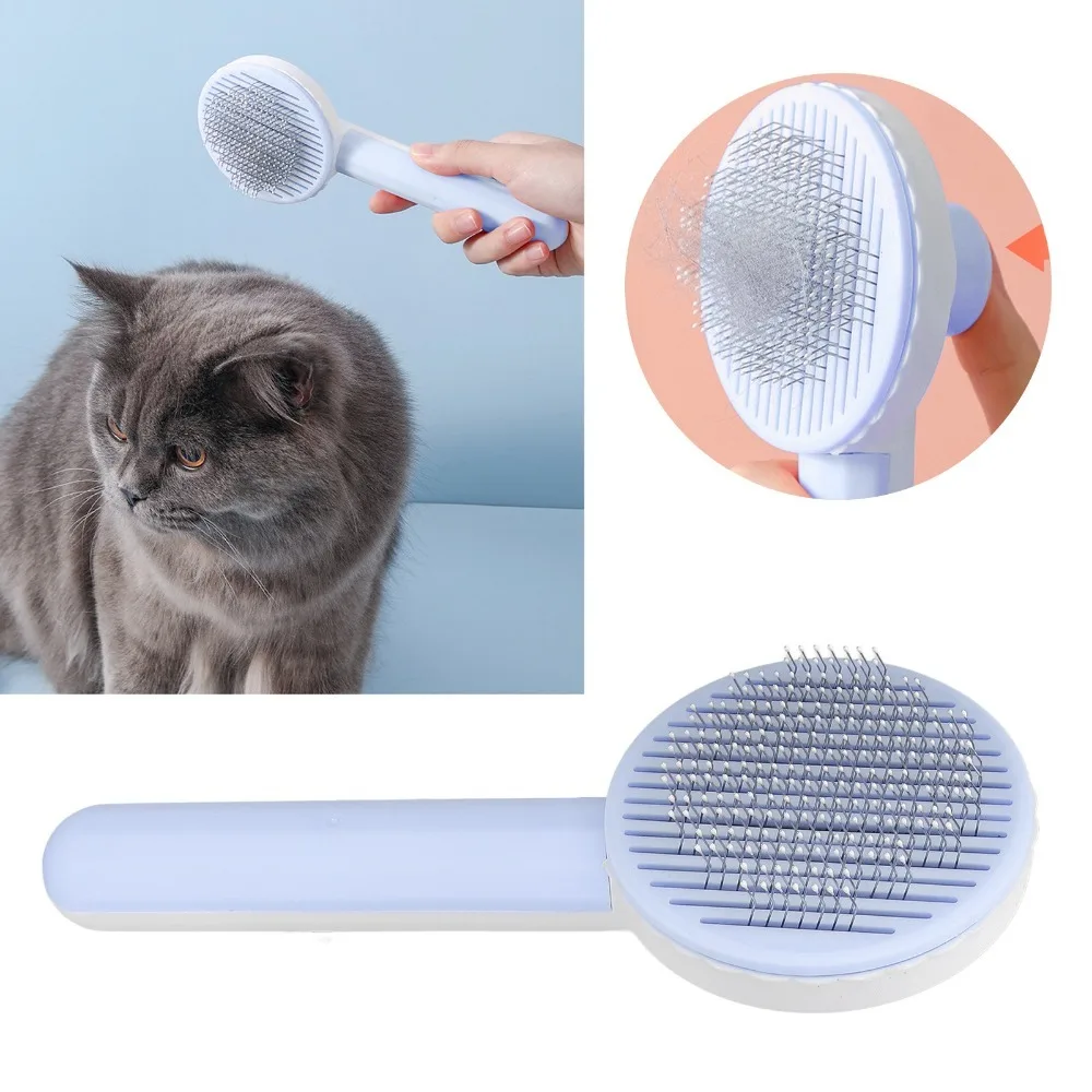 Round Thick Needle Cat Brush Knot-Opening Design Floating Hair Removal Massage Comb Hair Removal Comb for Small Animals