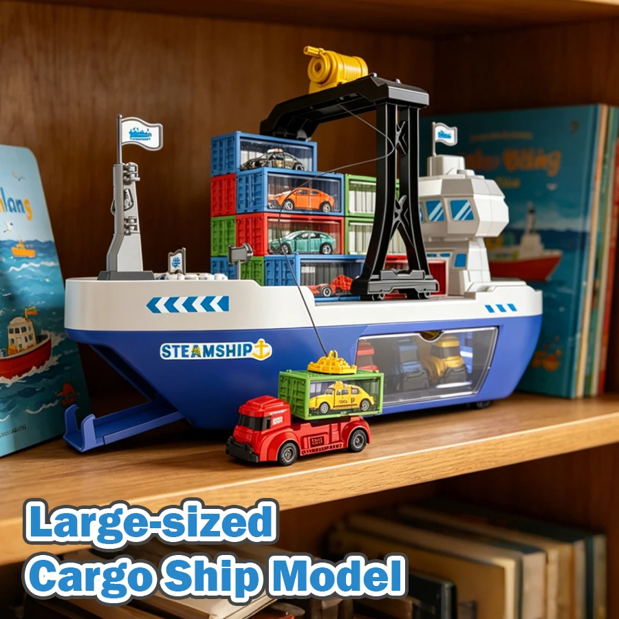 

Large-sized Cargo Ship Children's Alloy Vehicle Container Set Catapult Launch Vehicle Storage Toy Car Model Toys for Kids Gifts