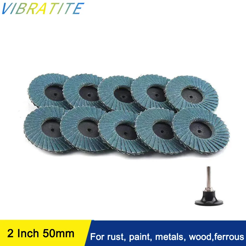 11 Pieces 2 Inch 40/60/80/120 Grit Flap Disc, Quick Change Zirconia Alumina Sanding Grinding Wheels, with 1/4